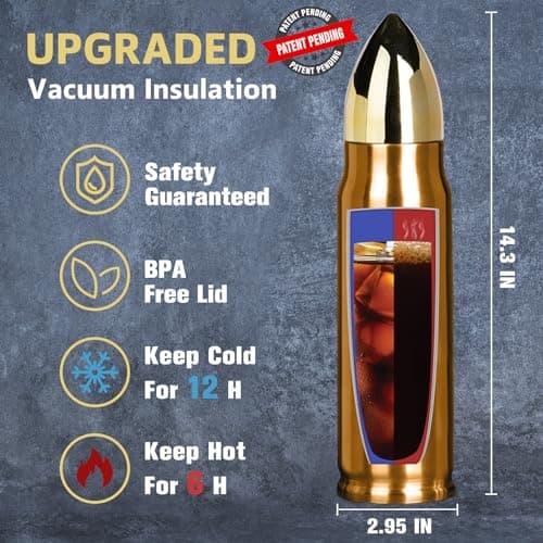 Funslive Gifts for Mens Funny - 34 oz Copper Bullet Tumblers Cup - Fishing Hunting Camping Easter Mens Ideas - Gifts for men Who Have Everything - Mens Husband Him Easter Stocking Stuffers 2026 - Thumbnail 4