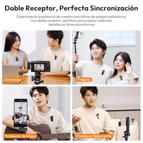 ULANZI A100 Wireless Lavalier Microphone Lapel Mic for Camera and Phone w USB C/3.5mm/Plug, 32KHz 16Bit, Noise Cancellation, 13.5-Hour Battery, Clip on Microphone for Video Podcast Vlog YouTube - Thumbnail 2