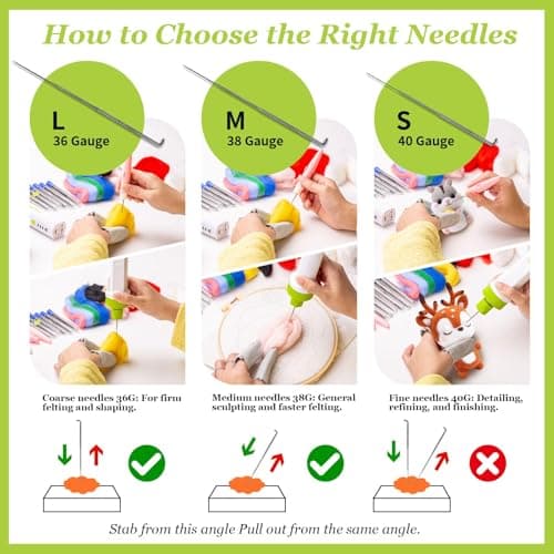 Vocforce Electric Needle Felting Tool, 4V Cordless 1-9 Multi-Needles Felting Machine with 79pcs Supplies Kit Set 3-Speed 4X Faster for Beginners Adult Small & Large Wool Projects - Thumbnail 6