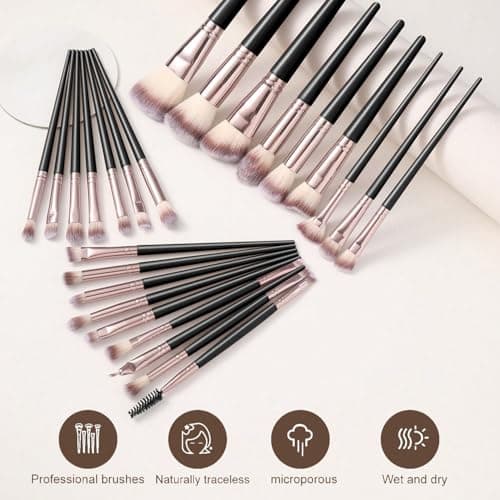 KUORYZAL Black Makeup Brushes Set Professional 63Pcs with Case Premium Synthetic for Foundation Concealer Blush Eyeshadow Powder Contour Makeup Brush Kit Face Eye Make up Brushes & Tools - Thumbnail 3