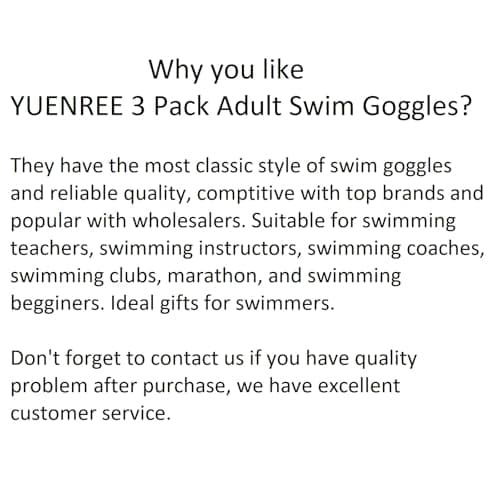 YUENREE 3 Pack Adult Swim Goggles for Men Women Teens Ages 8+ | No Leak Anti-Fog UV Protection | Easy Adjust Non-Slip Strap | with 3 Hard Travel Cases - Thumbnail 6