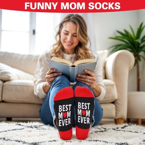 Dalycro Mother‘s Day Socks Gifts for Mom Grandma Women Funny Moms Socks Perfect for Birthday and Mother’s Day (US, Alpha, One Size, Regular, Regular, RedBlack) - Thumbnail 4