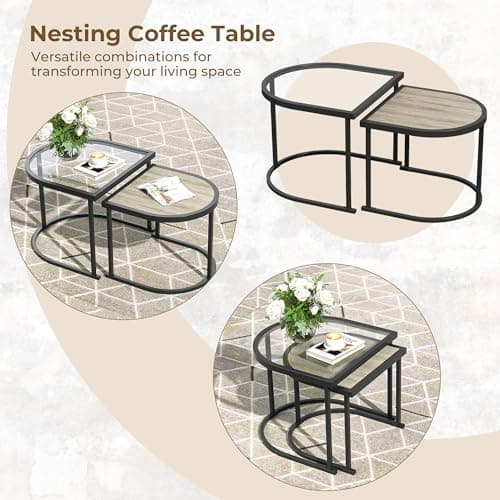 Grand patio 4-Piece Outdoor Conversation Set with 2 Single Chairs and 2 Patio Coffee Tables, Wicker Furniture Set - Thumbnail 5