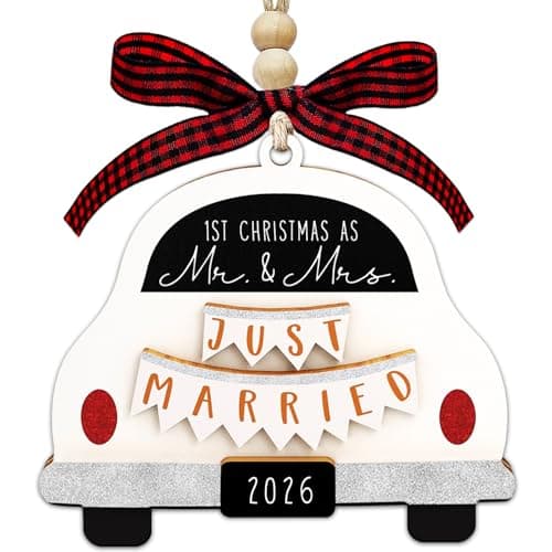 First Christmas Married Ornament 2026, Our First Christmas As Mr and Mrs Christmas Ornament - Bridal Shower Gift, Marriage Gifts, Wedding Gifts for Couples, Gift for Newlyweds - Image 1