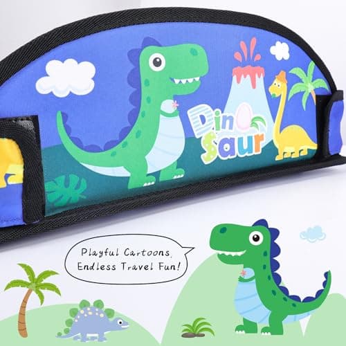 WENRENER Kids Travel Tray for Airplane - Toddler Car Seat Table Tray, Road Trip Essentials for Boys & Girls, Carseat Lap Desk for Kids Road Trip Activities,Blue Dinosaur - Thumbnail 3