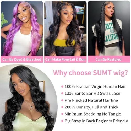 SUMT 28 Inch Body Wave Lace Front Wigs Human Hair 13X6 HD Lace Frontal Wigs 200% Density Pre Plucked Glueless Wigs Human Hair For Women HD Lace Frontal Wig Human Hair With Baby Hair - Thumbnail 5