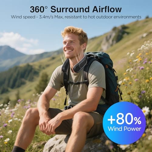 Hotsales Neck Fan, Hands Free Bladeless Neck Fans Portable Rechargeable, 6000 mAh Battery Operated Wearable Personal Fan, Cooling Neck Fan, 3 Speeds, USB Fan Gifts for Men, Women, Travel, Outdoor - Thumbnail 5