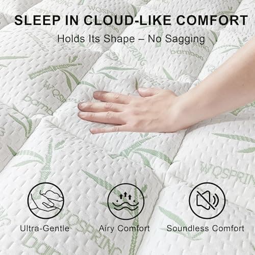 3 Inch Memory Foam Mattress Topper Queen Size Viscose from Bamboo Extra Thick 1300 GSM Quilted Fitted Protector Pillow Top Cover for Back Pain Deep Pocket Up to 21 Inches - Thumbnail 2