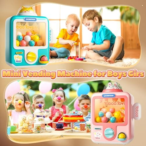 Skirfy Vending Machine Kids Toys Mini Claws Machine 12 Erasers Operated Gumball Prize Machine Maker Game Claws Machine Easter Game Sensory Toys Dolls Gifts（Pink） - Thumbnail 4