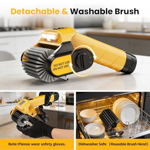 5000mAh 350 Mins Runtime Electric Rotary Grill Brush, 800RPM Powerful Outdoor Automatic Grill Cleaning Brush, 304 Stainless Steel No Bristle Shedding Cordless BBQ Cleaner - Thumbnail 4