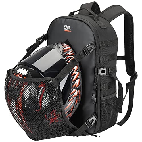 KEMIMOTO Motorcycle Helmet Backpack, 20L Storage Bag with Expandable Hidden Net for Full Face Helmet, Riding & Daily Commute Gift for Men