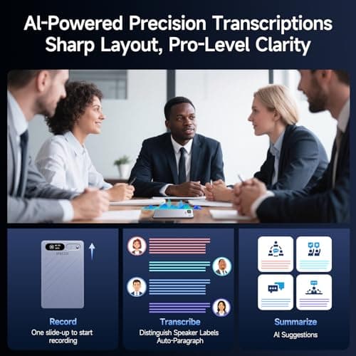 IFECCO AI Voice Recorder - Digital Voice Recorder Summarize with AI Technology, 64GB Memory, Support 152 Languages, App Control, Audio Recorder for Lectures Recorders, Meetings, Calls - Thumbnail 4