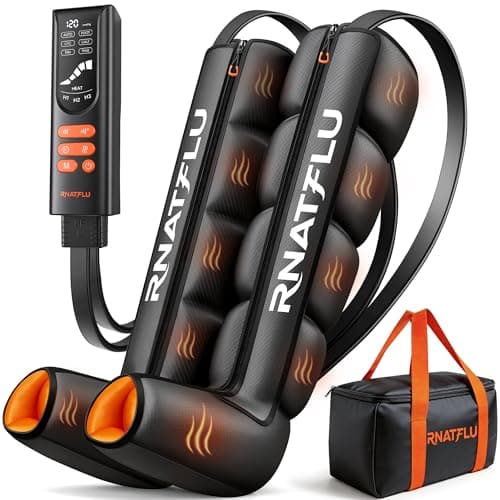 RNATFLU Air Compression Leg Massager with Heat for Circulation, Pain Relief