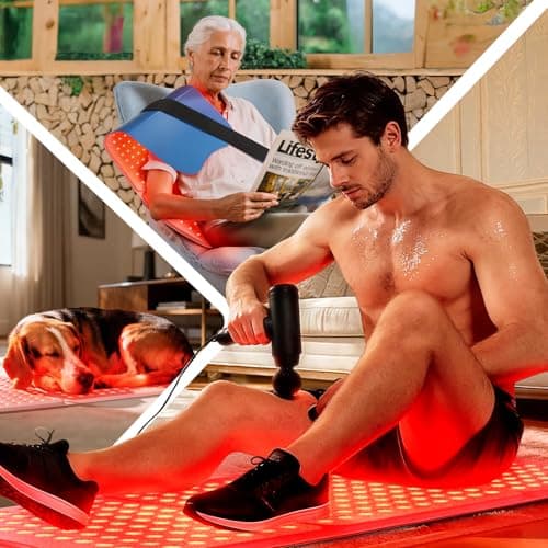 Hello Face Extra Long 30''x12'' Red Light for Body, 264 x Triple-Chip LEDs Large Red Light Mat Portable Near Infrared 660nm & 850nm for Full Body Back Hips Joint 36W Gray - Thumbnail 5
