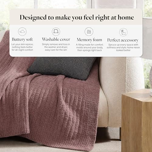 Sunday Citizen Snug Throw Pillow – Soft Memory Foam Decorative Pillow, Plush Snug Fabric Cover, Cozy Sofa & Bed Pillow, Washable Cover, Luxury Throw Pillow (Coal) - Thumbnail 3
