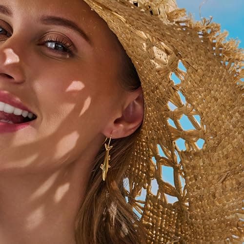 MIJENITI Gold Fish Drop Earrings for Women-Summer Gold Shark Drop Earrings Beach Vacation Jewelry for Her - Thumbnail 3