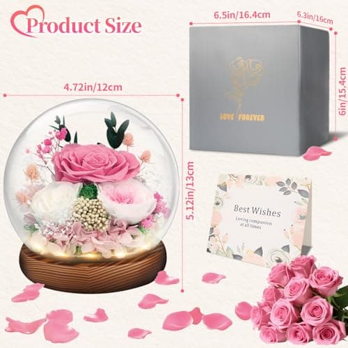 Preserved Flowers for Delivery Prime, Gifts for Mom Wife Grandma Girlfriend, Forever Flowers Gifts for Women, Real Eternal Rose for Birthday, Anniversary, Pink - Thumbnail 4