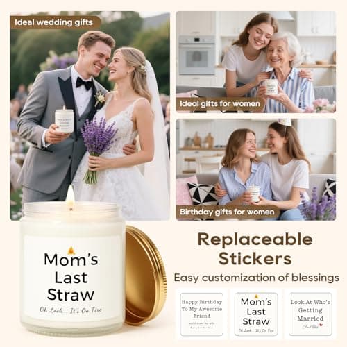 Gifts for Mom, Birthday Gifts for Women, Unique Gift for Mom from Daughter Son, Funny Candle with Replaceable Stickers, Ideal Mothers Day Gift for Moms, Womens, Wife, Her - Thumbnail 6