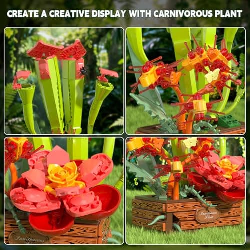 JAKI Carnivorous Plant Bonsai Building Set - Sarracenia Pinguicula Drosera Artificial Plant Model Toy for Desk or Home Decor, Gift Idea for Nature Lovers Adult Kids 12+ - Thumbnail 4
