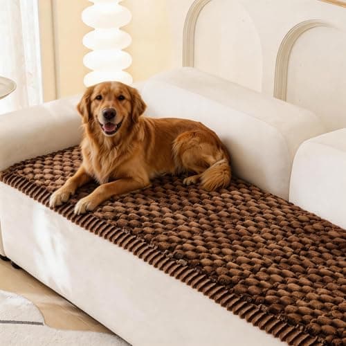 Eco-Ancheng Couch Cover for Dogs Pet Couch Cover for Sofa Washable Dog Sofa Covers Couch Protector for Cushion Fuzzy Non Slip Couch Slipcover with Elastic Straps for Pets, Dogs(Coffee,1PC/27.6x70.9in)