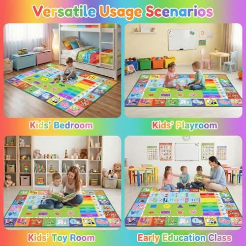 Wiero ABC Alphabet Rug for Kids Bedroom - 2.5x4 Feet Educational Numbers & Animals Play Mat for Toddler Nursery, Learning Carpet for Boys and Girls Early Education - Thumbnail 3