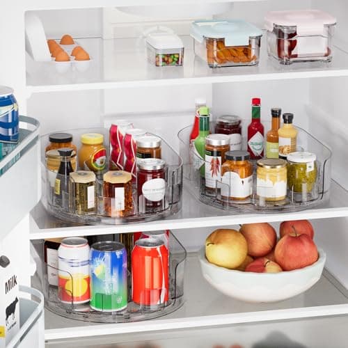 Holinwa Lazy Susan Organizer for Refrigerator, 13.5" x 8.5" Clear Rectangular Fridge Organizer Turntable for Condiments, Spice Racks Organizer for Cabinet, Pantry & Kitchen Countertop(1 Piece) - Thumbnail 4