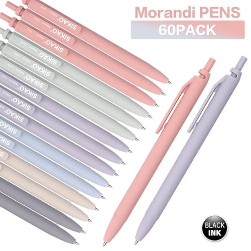 Sikao Morandi Pens Bulk 60 Pack – Smooth Writing 1.0mm, Click Ballpoint Pens with Black Ink, Aesthetic Soft Pens for School, Office, Journaling & Gift Use - Thumbnail 2