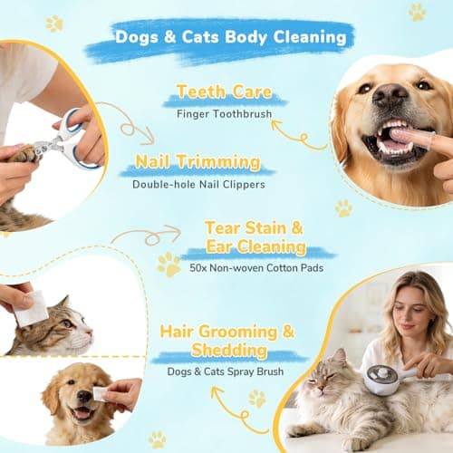 10in1 Pet Spray Brush for Cat & Dog, Hair Health & Grooming Set Includes 100ml Waterless Shampoo, Nail Clippers, Toothbrush, Comb, Cat Scratcher with Catnip, Disposable Cleaning Supplies, Gift-Set - Thumbnail 3