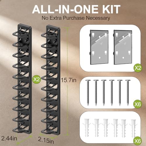 HeQe 2 Pack Hat Organizer for Baseball Caps, Hat Rack for Wall, Hat Storage, Hat Holder with Strong Adhesive and Screws (Black) - Thumbnail 5