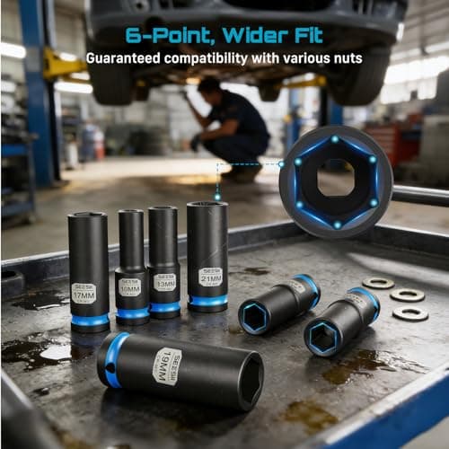 SEESII 1/2" Impact Socket Set with Magnetic Organizer, 11pcs CR-MO Deep Metric (10-24mm), 6-Point for Drive Impact Wrench & Ratchet, Professional for Lug Nut, Wheel & Suspension Repair - Thumbnail 6