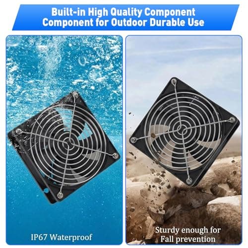 HASDSAGY Solar Powered Fan, 25W Solar Fans for Outside Vent Exhaust Fan Waterproof for Shed Chicken Coops Greenhouse Doghouses Pet House for Intake or Exhaust Air Cooling - Thumbnail 4