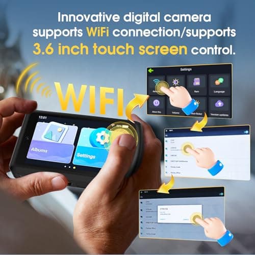 AI Digital Camera, Autofocus AI Camera Front and Rear Compact Digital Cameras for Photography with WiFi,Object Recognition, 3.6'' Touch Screen,Smart Digital Camera for Kids Boys Girls (Black) - Thumbnail 6
