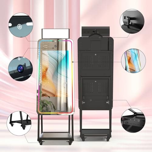 MWE Magic Mirror Photo Booth Machine Touch Screen with Printer,12MP 4K HD Camera,RGB Surround Light Music Sync,Professional Photography Light,Dual System,Software APP Remote Control (47in) - Thumbnail 4