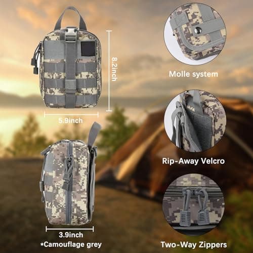 Tactical IFAK Trauma First Aid Kit - Molle Pouch Emergency Survival Kit with Vented Chest Seal, Israeli Bandage, Splint, Thermal Blanket & Gloves for Military, Car, Travel, Hiking, Camping & Outdoor - Thumbnail 2