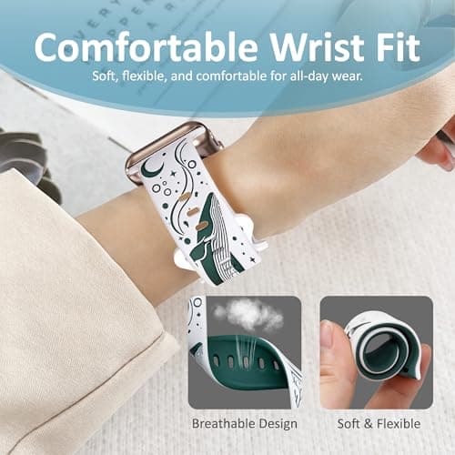 HATILP Whale Engraved Band Compatible with Apple Watch 38/40/41/42mm, Two-Layer Sculpted Ocean Design Soft Silicone Strap for Women, Series 11 10 SE Ultra 9 8 7 6 5 4 3 2 1 - Thumbnail 4