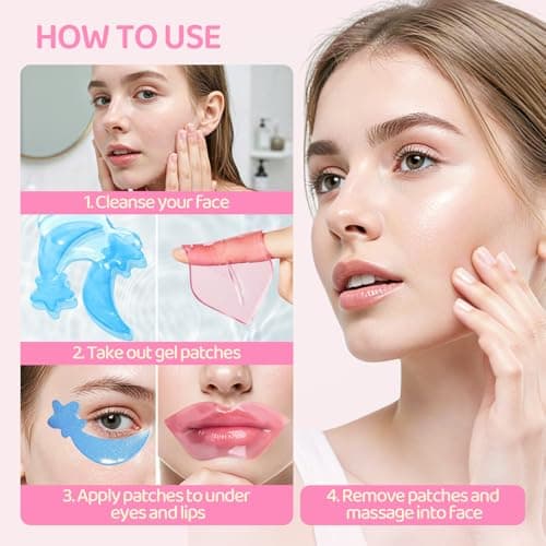 InfiniteRelax 30PCS Lip Masks & Gel Eye Masks,Crystal Collagen Eye Patches for Puffy Eyes, Moisturizing& Reducing Fine Lines Dark Circle Eye Patches for Women Men - Thumbnail 6
