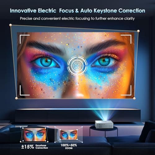 [Electric Focus] 4K Support Projector with WiFi6 and Bluetooth 5.3, Outdoor Projectors for Outside Video Use, OWNKNEW Gaming Movie Proyector, Auto Keystone Correction - Thumbnail 6