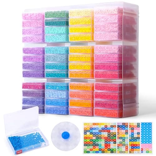 PP OPOUNT Diamond Art Storage for Beads Storage&Line-Up, 48 PCS 2-in-1 Diamond Painting Storage, Convex Point Bottom Design Diamond Art Accessories with Lids for Diamond Painting Crafters - Image 1