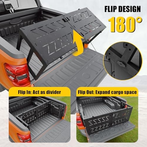 Maxzina Truck Bed Extender Compatible with 2022-2025 2026 Ford Maverick Flip-Over Pickup Bed Divider Aluminum Alloy Rotatable Tailgate Extension for 2024 Maverick Accessories (Upgraded) - Thumbnail 2
