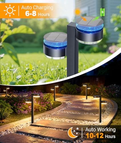 TuyLuxe Bright Solar Pathway Lights Outdoor, 6 Pack with 12 Head Garden Lights Solar Powered Path Lights Up to 15Hrs, Auto On/Off Waterproof Outdoor Solar Light for Yard Walkway Driveway Patio Lawn - Thumbnail 3