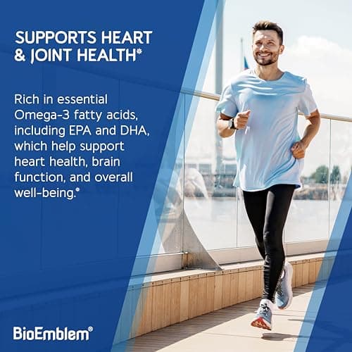BioEmblem Omega-3 Fish Oil 2000mg - Small Size Softgels, High Absorption Form, Sustainable - 1400mg EPA &DHA Plus Vitamin D3, Non-GMO, Heart, Joint, & Brain Health Fish Oil Supplement, 120 Ct - Thumbnail 5