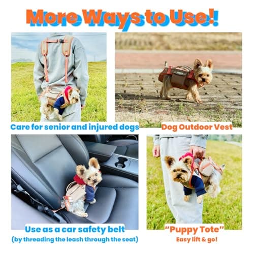 YorkieGogo Pet Carrier Sling & Backpack, Full Body Lift Harness, Soft Lift Support and Rehab Harness for Small Dogs and Cats (Khaki, XXS) - Thumbnail 6