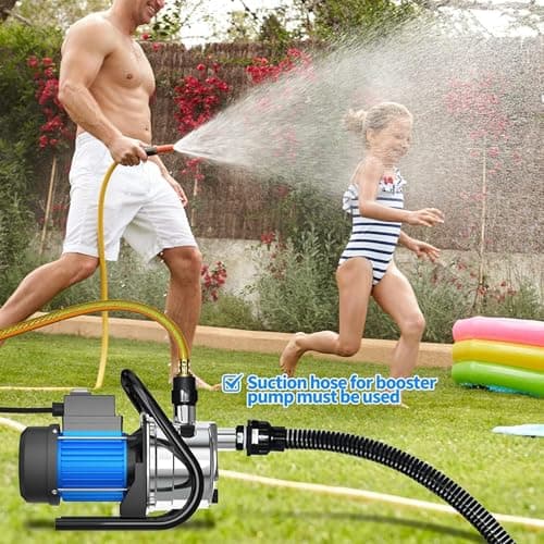PANRANO Water Transfer Pump 110V Shallow Well Pump 1.6HP 1800GPH Electric Portable Garden Pressure Booster Pumps for Pool Draining Farm Irrigation Lake Lawn Sprinkler System - Thumbnail 2