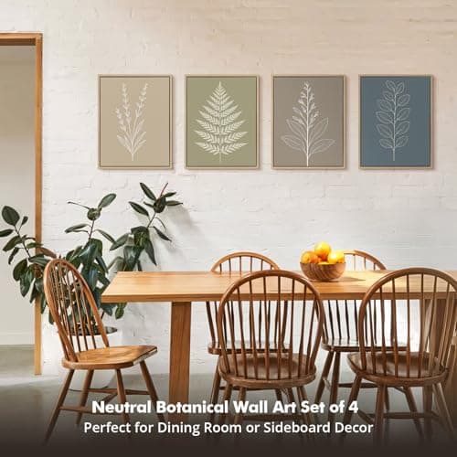 DAJONART Vintage Framed Boho Neutral Botanical Wall Art Set of 4,Sage Green Abstract Prints Canvas for Kitchen, Japandi, and Rustic Home Decor, Abstract Boho Botanical Canvas Art,11x14 in - Thumbnail 5