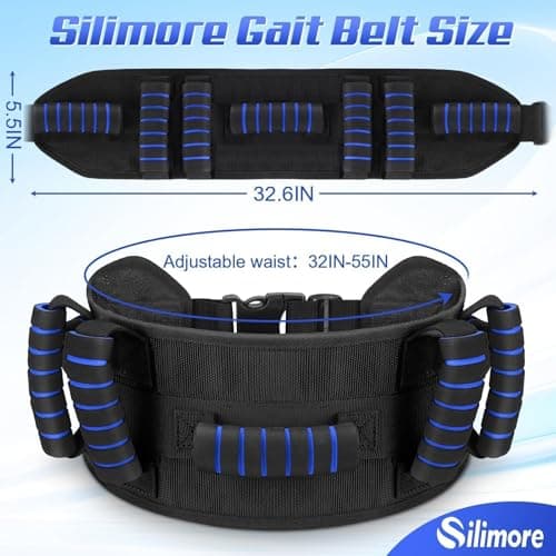 Silimore Gait Belt for Seniors with Handles, Gate Belts Medical with Quick Release Latch - Elderly Physical Therapy Transfer Belt for Lifting Seniors,Patients,Disabled(Blue) - Thumbnail 2