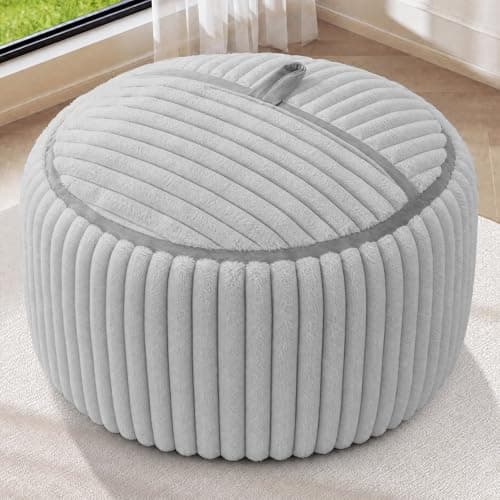 HABUTWAY Bean Bag Chair 3FT Big Bean Bag Chairs for Adults with Memory Foam Filled,3'Beanbag Chair with Soft Faux Fur Cover,Comfy Bean Bag Sofa for Classroom,Living Room,Game Room,Bedroom-Light Grey - Thumbnail 3