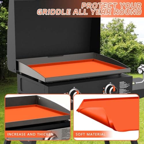 22" Silicone Griddle Mat Cover for Blackstone, Protect Your Blackstone from Dirt and Rust Throughout the Year, Waterproof and Insect-Proof Mattress Protector, Food Grade Silicone Grill Mat (Orange) - Thumbnail 2