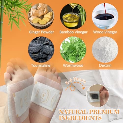 TEWEAE 2 in 1 Ginger Foot Pads, 120 Pads Tear and Use, Premium Natural Ingredients Ginger Powder, Bamboo Vinegar FootPads with ''Stay in Place'' Adhesive Pads Sheet - Thumbnail 5