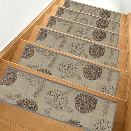 Non-Slip Carpet Stair Treads 15PCS, 8"x30" Peel and Stick Stair Runner for Wooden Steps Indoor, Washable Reusable Adhesive Backing, Pet-Friendly Safety Mats for Kids, Elders, Dogs - Image 1