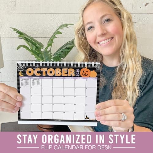 Small Desk Calendar 2026-18-Month 2026 Desk Calendar Small for Home, Office & Classroom, Standing Flip Desks Calendars 2026-2027, Teacher Appreciation Gifts, Graduation Gifts - Thumbnail 5
